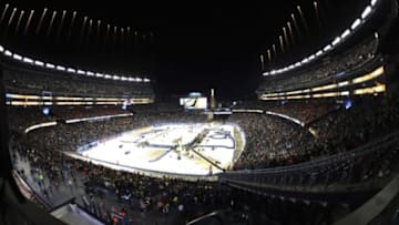 Dec 31, 2015; Foxborough, MA, USA; General view of Gillette Stadium after the Boston Bruins defeat the Montreal Canadiens during the Winter Classic alumni hockey game at Gillette Stadium. Mandatory Credit: Bob DeChiara-USA TODAY Sports