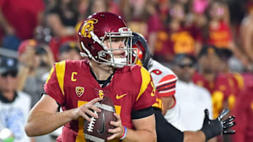 LOS ANGELES, CA - OCTOBER 14: Quarterback Sam Darnold