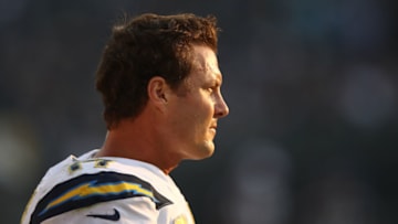 OAKLAND, CA - NOVEMBER 11: Philip Rivers #17 of the Los Angeles Chargers looks on during their NFL game against the Oakland Raiders at Oakland-Alameda County Coliseum on November 11, 2018 in Oakland, California. (Photo by Ezra Shaw/Getty Images)