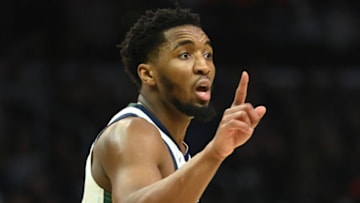 Mar 29, 2022; Los Angeles, California, USA; Utah Jazz guard Donovan Mitchell (45) calls a play in the second half of the game against the Los Angeles Clippers at Crypto.com Arena. Mandatory Credit: Jayne Kamin-Oncea-USA TODAY Sports