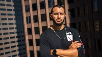 BOSTON, MA - AUGUST 22: UFC fighter Dominick Reyes, 29, poses for a photo in Boston on Aug. 22, 2019. (Photo by Nic Antaya for The Boston Globe via Getty Images)