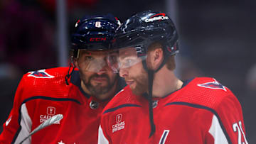 Alex Ovechkin, Evgeny Kuznetsov, Washington Capitals (Photo by Rob Carr/Getty Images)