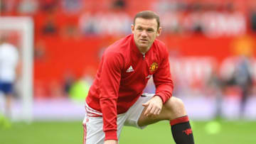 MANCHESTER, ENGLAND - SEPTEMBER 24: Wayne Rooney of Manchester United stretches during the warm up piror to kick off during the Premier League match between Manchester United and Leicester City at Old Trafford on September 24, 2016 in Manchester, England. (Photo by Laurence Griffiths/Getty Images)