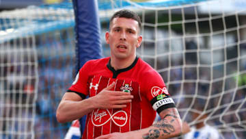 BRIGHTON, ENGLAND - MARCH 30: Pierre-Emile Hojbjerg of Southampton celebrates after scoring his team's first goal during the Premier League match between Brighton & Hove Albion and Southampton FC at American Express Community Stadium on March 30, 2019 in Brighton, United Kingdom. (Photo by Dan Istitene/Getty Images)