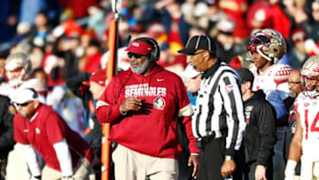 CHESTNUT HILL, MASSACHUSETTS - NOVEMBER 09: Interim head coach Odell Haggins of the Florida State Seminoles looks on during the fourth quarter of the game against the Boston College Eagles at Alumni Stadium on November 09, 2019 in Chestnut Hill, Massachusetts. (Photo by Omar Rawlings/Getty Images)