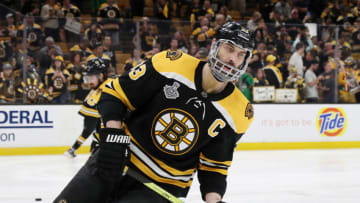 BOSTON, MASSACHUSETTS - JUNE 12: Zdeno Chara #33 of the Boston Bruins warms up prior to Game Seven of the 2019 NHL Stanley Cup Final against the St. Louis Blues at TD Garden on June 12, 2019 in Boston, Massachusetts. (Photo by Bruce Bennett/Getty Images)