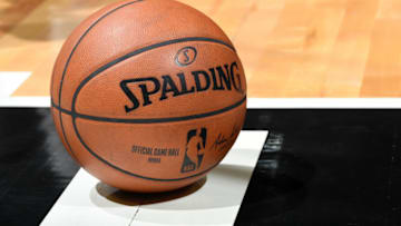 LOS ANGELES, CA - APRIL 10: The official game ball during the game between the Utah Jazz and the LA Clippers on April 10, 2019 at STAPLES Center in Los Angeles, California. NOTE TO USER: User expressly acknowledges and agrees that, by downloading and/or using this photograph, user is consenting to the terms and conditions of the Getty Images License Agreement. Mandatory Copyright Notice: Copyright 2019 NBAE (Photo by Andrew D. Bernstein/NBAE via Getty Images)