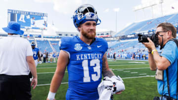 Devin Leary and the Kentucky Wildcats are among the large middle class of the SEC football hierarchy. Mandatory Credit: Jordan Prather-USA TODAY Sports
