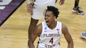 Florida State Seminoles playmaker Scottie Barnes celebrates in-game. (Photo by: Robert Goddin-SA TODAY Sports)
