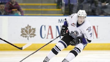 VICTORIA , BC - FEBRUARY 24: Scott Walford #7 of the Victoria Royals skates during a Western Hockey League game against the Vancouver Giants at the Save-on-Foods Memorial Centre on February 24, 2019 in Victoria, British Columbia, Canada. (Photo by Kevin Light/Getty Images)