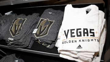 LAS VEGAS, NV - NOVEMBER 22: Vegas Golden Knights apparel is displayed after being announced as the name for the Las Vegas NHL franchise at T-Mobile Arena on November 22, 2016 in Las Vegas, Nevada. The team will begin play in the 2017-18 season. (Photo by Ethan Miller/Getty Images)