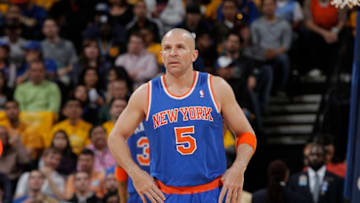 OAKLAND, CA - MARCH 11: Jason Kidd #5 of the New York Knicks in a game against the Golden State Warriors on March 11, 2013 at Oracle Arena in Oakland, California. NOTE TO USER: User expressly acknowledges and agrees that, by downloading and or using this photograph, user is consenting to the terms and conditions of Getty Images License Agreement. Mandatory Copyright Notice: Copyright 2013 NBAE (Photo by Rocky Widner/NBAE via Getty Images)