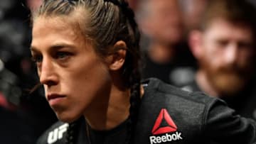 CALGARY, AB - JULY 28: Joanna Jedrzejczyk of Poland prepares to fight Tecia Torres in their women's strawweight bout during the UFC Fight Night event at Scotiabank Saddledome on July 28, 2018 in Calgary, Alberta, Canada. (Photo by Jeff Bottari/Zuffa LLC/Zuffa LLC via Getty Images)