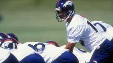 26 Jul 1998: Quarterback Doug Nussmeier #13 of the Denver Broncos in action during the 1998 Denver Broncos training camp at the University of Northern Colorado in Greeley, Colorado. Mandatory Credit: Brian Bahr /Allsport