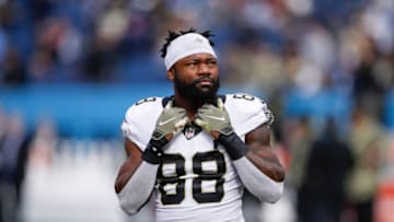 NASHVILLE, TENNESSEE - NOVEMBER 14: Ty Montgomery II #88 of the New Orleans Saints on the field before the game agaisnt the Tennessee Titans at Nissan Stadium on November 14, 2021 in Nashville, Tennessee. (Photo by Silas Walker/Getty Images)