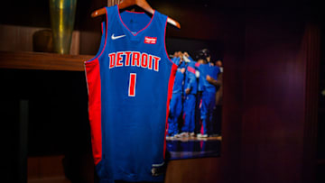 AUBURN HILLS, MI - JULY 26: Detroit Pistons introduce two new uniforms by Nike on July 26, 2017 at the Palace Of Auburn Hills in Auburn Hills, Michigan. NOTE TO USER: User expressly acknowledges and agrees that, by downloading and or using this photograph, User is consenting to the terms and conditions of the Getty Images License Agreement. Mandatory Copyright Notice: Copyright 2017 NBAE (Photo by Chris Schwegler/NBAE via Getty Images)