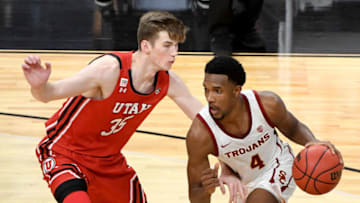 USC Trojans big Evan Mobley drives. (Photo by Ethan Miller/Getty Images)