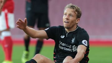 Liverpool's U23s Lucas Leiva during Premier League 2 match between Arsenal U23 v Liverpool U23, at Emirates stadium London, on August 26, 2016. (Photo by Kieran Galvin/NurPhoto via Getty Images)