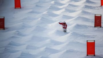 PYEONGCHANG-GUN, SOUTH KOREA - FEBRUARY 09: Melanie Meilinger of Austria competes during the Freestyle Skiing Men's