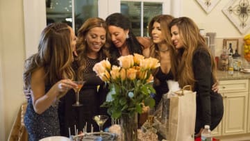 THE REAL HOUSEWIVES OF NEW JERSEY -- Pictured: (l-r) Melissa Gorga, Dolores Catania, Danielle Staub, Teresa Giudice, Siggy Flicker -- (Photo by: Greg Endries/Bravo)