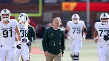 COLLEGE PARK, MD - NOVEMBER 03: Head coach Mark Dantonio of the Michigan State Spartans looks on prior to playing against the Maryland Terrapins at Capital One Field on November 3, 2018 in College Park, Maryland. (Photo by Will Newton/Getty Images)