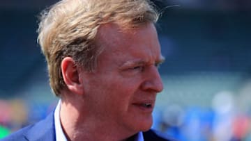 CARSON, CA - OCTOBER 01: Commissioner of the National Football League Roger Goodell looks on prior to a game between the Los Angeles Chargers and the Philadelphia Eagles at StubHub Center on October 1, 2017 in Carson, California. (Photo by Sean M. Haffey/Getty Images)