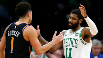 Devin Booker Kyrie Irving Phoenix Suns Boston Celtics (Photo by Maddie Meyer/Getty Images)