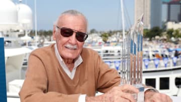 SAN DIEGO, CA - JULY 21: Stan Lee poses with the first-ever IMDb STARmeter Award for Lifetime Achievement on the #IMDboat At San Diego Comic-Con 2017 on the IMDb Yacht on July 21, 2017 in San Diego, California. (Photo by Rich Polk/Getty Images for IMDb)