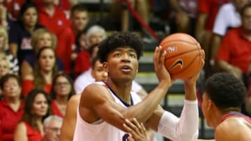LAHAINA, HI - NOVEMBER 20: Rui Hachimura #21 of the Gonzaga Bulldogs sets up to take a jump shot during the first half of the game against the Arizona Wildcats at the Lahaina Civic Center on November 20, 2018 in Lahaina, Hawaii. (Photo by Darryl Oumi/Getty Images)