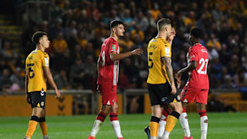 NEWPORT, WALES - AUGUST 25: Armando Broja of Southampton celebrates scoring his side's sixth goal during the Carabao Cup Second Round match between Newport County and Southampton at the Rodney Parade on August 25, 2021 in Newport, Wales. (Photo by Athena Pictures/Getty Images)