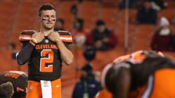 Nov 30, 2015; Cleveland, OH, USA; Cleveland Browns quarterback Johnny Manziel (2) against the Baltimore Ravens at FirstEnergy Stadium. The Ravens won 33-27. Mandatory Credit: Aaron Doster-USA TODAY Sports