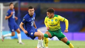 Matteo Kovacic, Chelsea and Max Aarons, Norwich City. (Photo by JULIAN FINNEY/POOL/AFP via Getty Images)