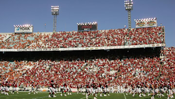 DALLAS - OCTOBER 7: General view of the fans filling the seats of the Cotton Bowl as the Oklahoma Sooners run out onto the field before the game against the Texas Longhorns during the Red River Shootout at the Cotton Bowl on October 7, 2006 in Dallas, Texas. The Longhorns won 28-10. (Photo by Ronald Martinez/Getty Images)