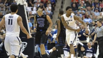 Mar 21, 2015; Jacksonville, FL, USA; Xavier Musketeers forward Jalen Reynolds (1) reacts against the Georgia State Panthers in the second half of a game in the third round of the 2015 NCAA Tournament at Jacksonville Veterans Memorial Arena. Mandatory Credit: Tommy Gilligan-USA TODAY Sports
