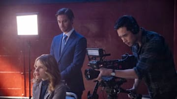 PRODIGAL SON: L-R: Halston Sage, Tom Payne and guest star Raymond Lee in the "Q&A" episode of PRODIGAL SON airing Monday, Nov. 4 (9:01-10:00 PM ET/PT) on FOX. © 2019 FOX MEDIA LLC. Cr: Eric Liebowitz/FOX.
