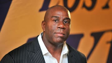 LOS ANGELES, CA - OCTOBER 19: Magic Johnson attends a basketball game between the Los Angeles Lakers and the Los Angeles Clippers at Staples Center on October 19, 2017 in Los Angeles, California. (Photo by Allen Berezovsky/Getty Images)