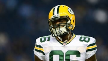 Sep 21, 2014; Detroit, MI, USA; Green Bay Packers tight end Brandon Bostick (86) against the Detroit Lions at Ford Field. Mandatory Credit: Andrew Weber-USA TODAY Sports
