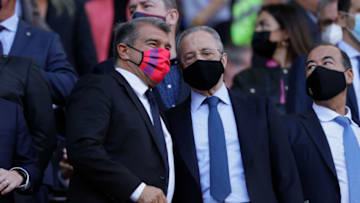 chairman Joan Laporta of FC Barcelona, chairman Florentino Perez of Real Madrid. (Photo by David S. Bustamante/Soccrates/Getty Images)