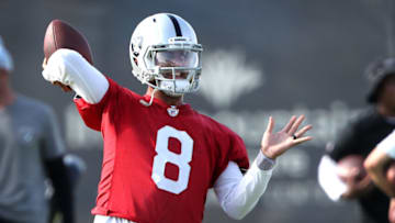 Las Vegas Raiders quarterback Marcus Mariota. (Photo by Steve Marcus/Getty Images)