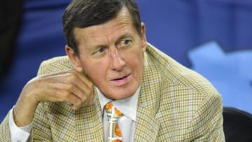 Apr 2, 2016; Houston, TX, USA; TBS announcer Craig Sager at halftime in the 2016 NCAA Men's Division I Championship semi-final game between the Villanova Wildcats and Oklahoma Sooners at NRG Stadium. Mandatory Credit: Robert Deutsch-USA TODAY Sports