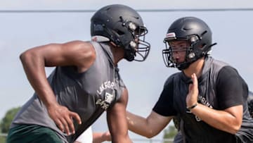 Auburn footballLake Cormorant defensive lineman Kamarion Franklin practices with his team Wednesday, July 27, 2022, at Lake Cormorant High School in Lake Cormorant, Miss.