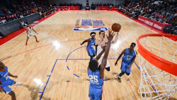 LAS VEGAS, NV - JULY 7: Yuta Watanabe #42 of the Brooklyn Nets shoots the ball against the Oklahoma City Thunder during the 2018 Las Vegas Summer League on July 7, 2018 at the Cox Pavilion in Las Vegas, Nevada. NOTE TO USER: User expressly acknowledges and agrees that, by downloading and/or using this Photograph, user is consenting to the terms and conditions of the Getty Images License Agreement. Mandatory Copyright Notice: Copyright 2018 NBAE (Photo by David Dow/NBAE via Getty Images)