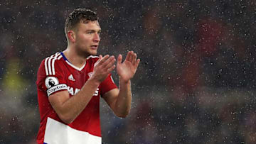 MIDDLESBROUGH, ENGLAND - FEBRUARY 11: Ben Gibosn of Middlesbrough gestures during the Premier League match between Middlesbrough and Everton at Riverside Stadium on February 11, 2017 in Middlesbrough, England. (Photo by Chris Brunskill Ltd/Getty Images)