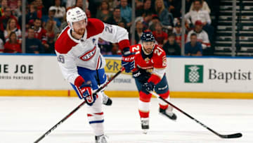 SUNRISE, FL - DECEMBER 29: Jeff Petry #26 of the Montreal Canadiens gets set to shoot the puck against Vincent Trocheck #21 of the Florida Panthers at the BB&T Center on December 29, 2019 in Sunrise, Florida. (Photo by Eliot J. Schechter/NHLI via Getty Images)