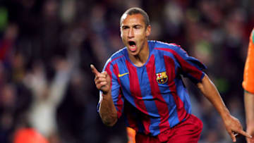 Barcelona's Henrik Larsson celebrates scoring the third goal (Photo by Adam Davy - EMPICS/PA Images via Getty Images)