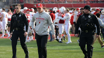 LINCOLN, NE - NOVEMBER 16: Head coach Scott Frost of the Nebraska Cornhuskers walks off the field after the game against the Wisconsin Badgers at Memorial Stadium on November 16, 2019 in Lincoln, Nebraska. (Photo by Steven Branscombe/Getty Images)