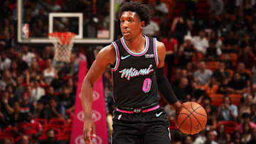 MIAMI, FL - NOVEMBER 9: Josh Richardson #0 of the Miami Heat handles the ball against the Indiana Pacers on November 9, 2018 at American Airlines Arena in Miami, Florida. NOTE TO USER: User expressly acknowledges and agrees that, by downloading and or using this photograph, user is consenting to the terms and conditions of Getty Images License Agreement. Mandatory Copyright Notice: Copyright 2018 NBAE (Photo by Issac Baldizon/NBAE via Getty Images)