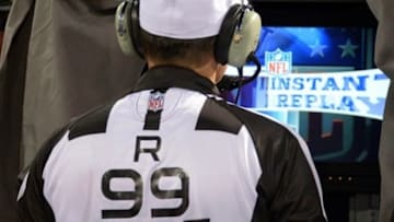 Nov 19, 2012; San Francisco, CA, USA; NFL referee Tony Corrente reviews an instant replay video during the game between the Chicago Bears and the San Francisco 49ers at Candlestick Park. The 49ers defeated the Bears 32-7. Mandatory Credit: Kirby Lee/Image of Sport-USA TODAY Sports
