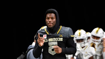 Arik Gilbert #2 of the East team runs from the tunnel before the game against the West team during the All-American Game held at the Alamodome on January 04, 2020 in San Antonio, Texas. (Photo by Logan Riely/Getty Images)