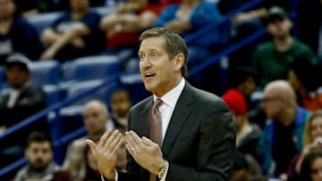 Dec 30, 2016; New Orleans, LA, USA; New York Knicks head coach Jeff Hornacek against the New Orleans Pelicans during the first quarter of a game at the Smoothie King Center. Mandatory Credit: Derick E. Hingle-USA TODAY Sports